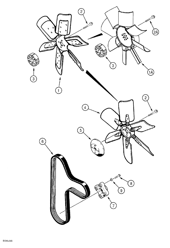 Схема запчастей Case 550G - (2-04) - FAN AND FAN BELT (01) - ENGINE