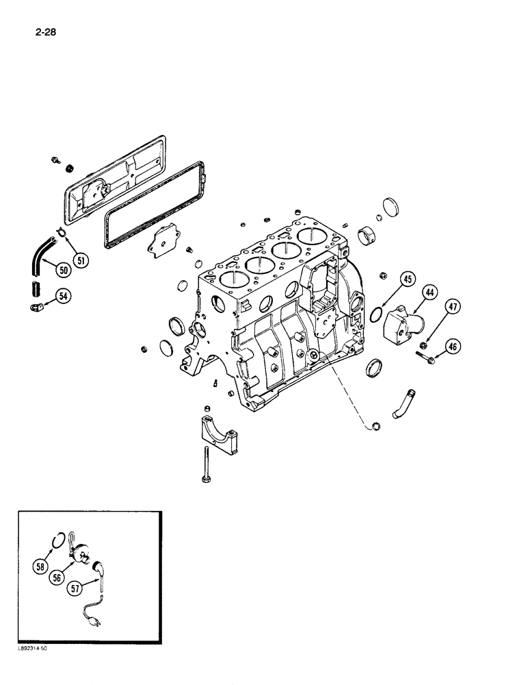 Схема запчастей Case 550 - (2-28) - CYLINDER BLOCK, 4T-390 ENGINE (02) - ENGINE