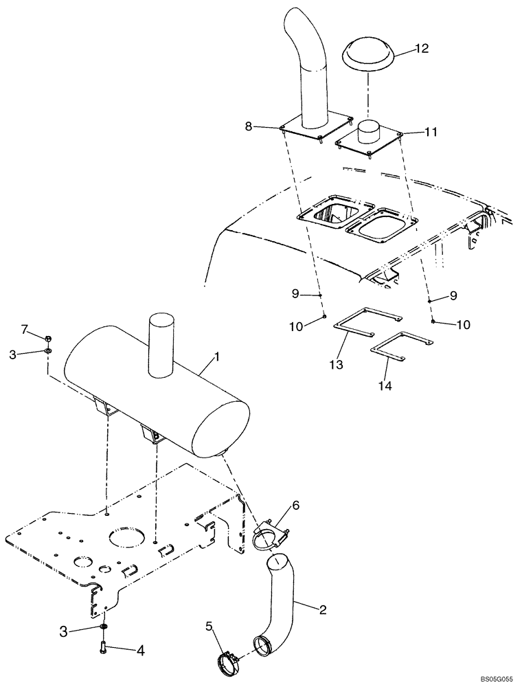 Схема запчастей Case 721E - (02-07) - MUFFLER - EXHAUST AND INTAKE (02) - ENGINE