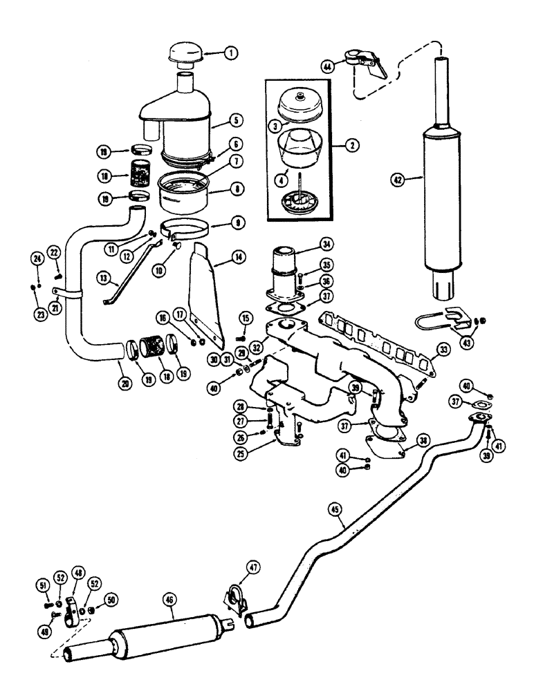 Схема запчастей Case 530CK - (018) - AIR CLEANER-MANIFOLD-MUFFLER, (159) SPARK IGNITION ENGINE (10) - ENGINE