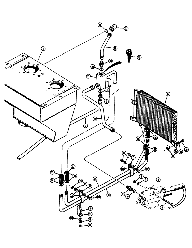 Схема запчастей Case 680CK - (158) - EQUIPMENT HYDRAULICS, OIL COOLER AND RETURN HYDRAULICS (35) - HYDRAULIC SYSTEMS