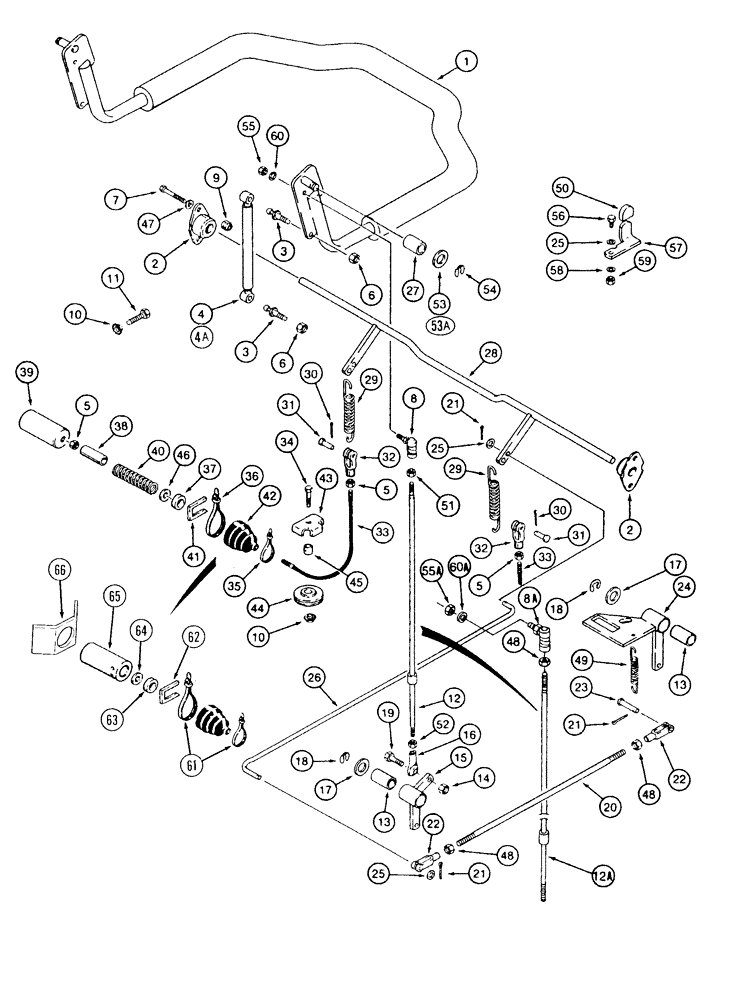 Схема запчастей Case 1835C - (7-16) - PARKING LATCH AND SEAT BAR USED ON MODELS WITH SINGLE SEAT BAR (07) - BRAKES