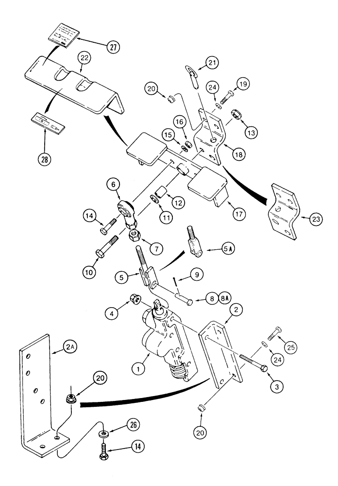 Схема запчастей Case 1835C - (8-62) - AUXILLIARY CONTROL VALVE AND PEDAL MOUNTING USED ON MODELS WITH HAND OPERATED LOADER CONTROLS (08) - HYDRAULICS