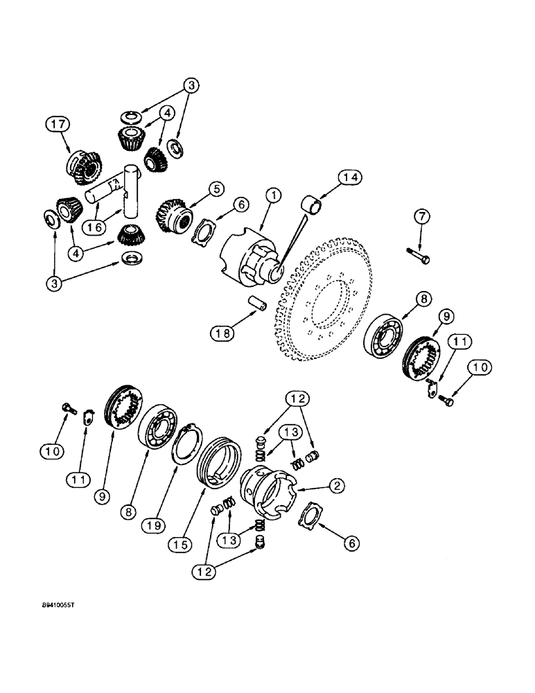 Схема запчастей Case 570LXT - (6-054) - REAR DRIVE AXLE, DIFFERENTIAL (06) - POWER TRAIN