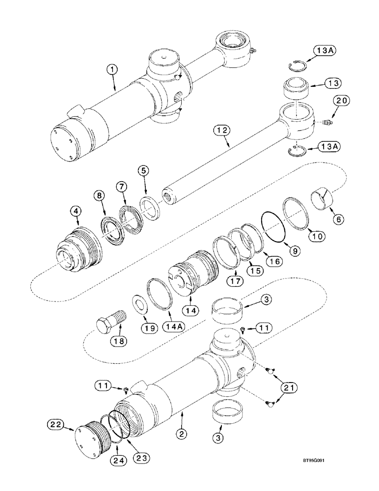 Схема запчастей Case 570LXT - (8-146) - BACKHOE SWING CYLINDER (08) - HYDRAULICS