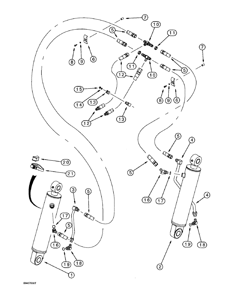 Схема запчастей Case 580SL - (8-018) - LOADER CLAM CYLINDER HYDRAULIC CIRCUIT, AT LOADER BUCKET (08) - HYDRAULICS