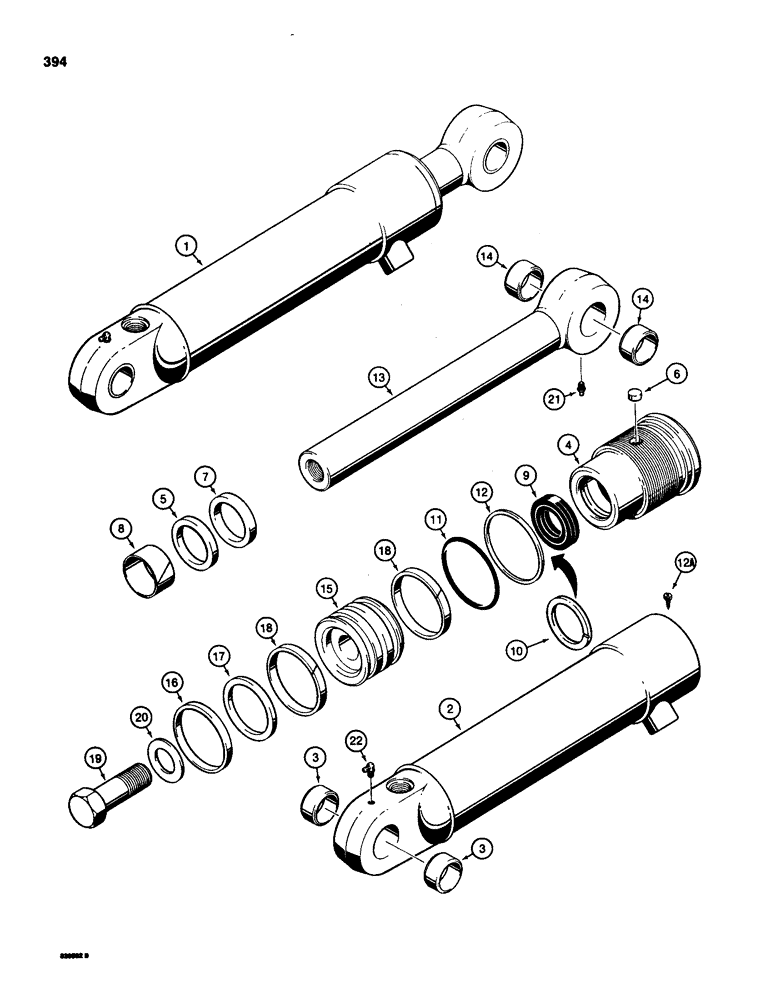 Схема запчастей Case 580D - (394) - G101190 AND G101191 LOADER CLAM CYLINDERS (08) - HYDRAULICS