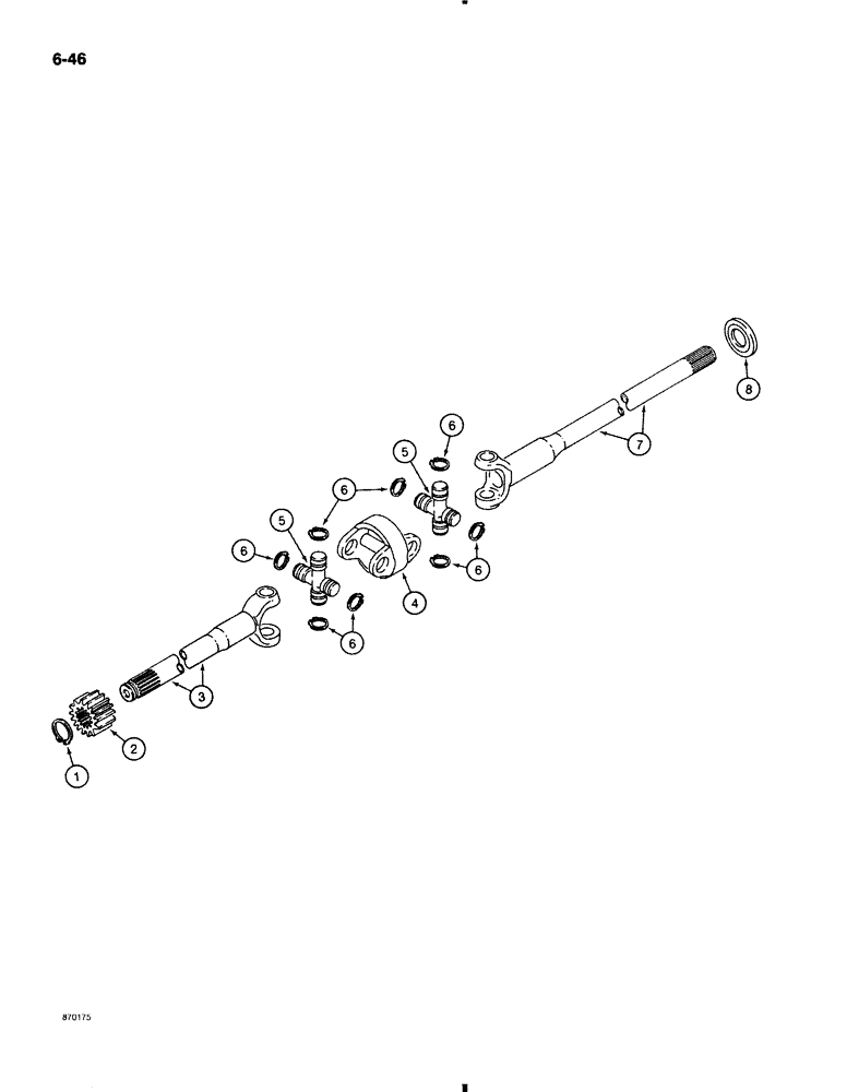 Схема запчастей Case 580K - (6-046) - FRONT DRIVE AXLE, AXLE SHAFTS (06) - POWER TRAIN