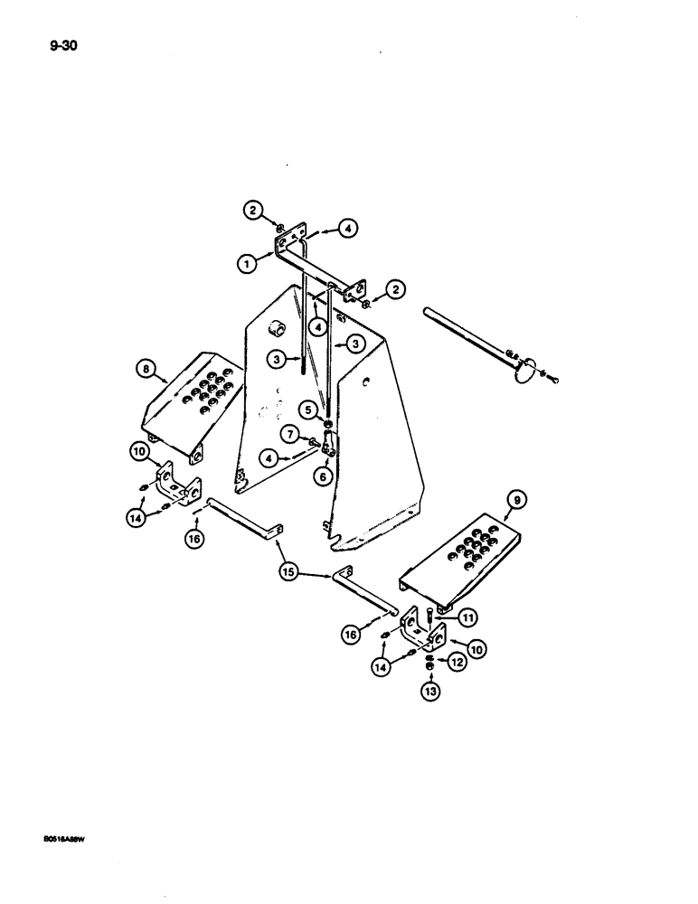 Схема запчастей Case 680L - (9-030) - BACKHOE CONTROLS WITH FOOT SWING, SWING PEDALS AND MOUNTING (09) - CHASSIS/ATTACHMENTS