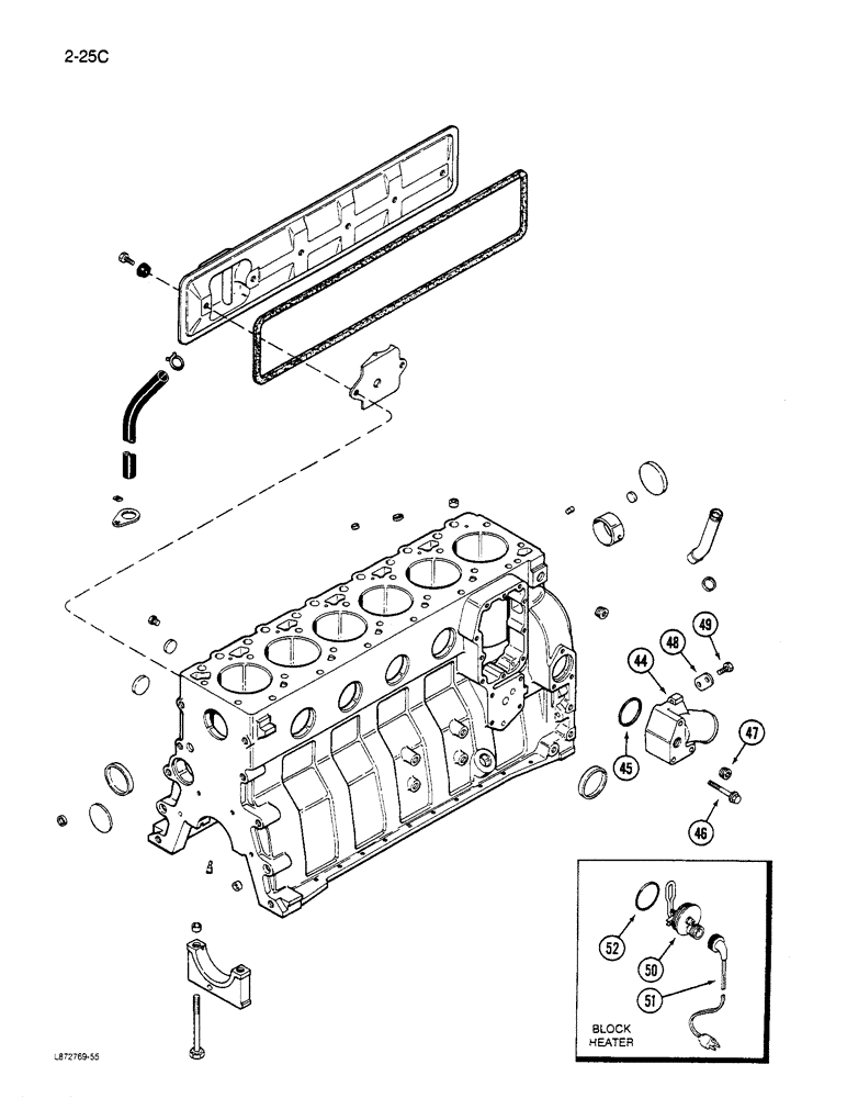 Схема запчастей Case 850D - (2-25[C]) - CYLINDER BLOCK, 6T-590 ENGINE, PRIOR TO ENGINE SERIAL NO. 44511034 (02) - ENGINE