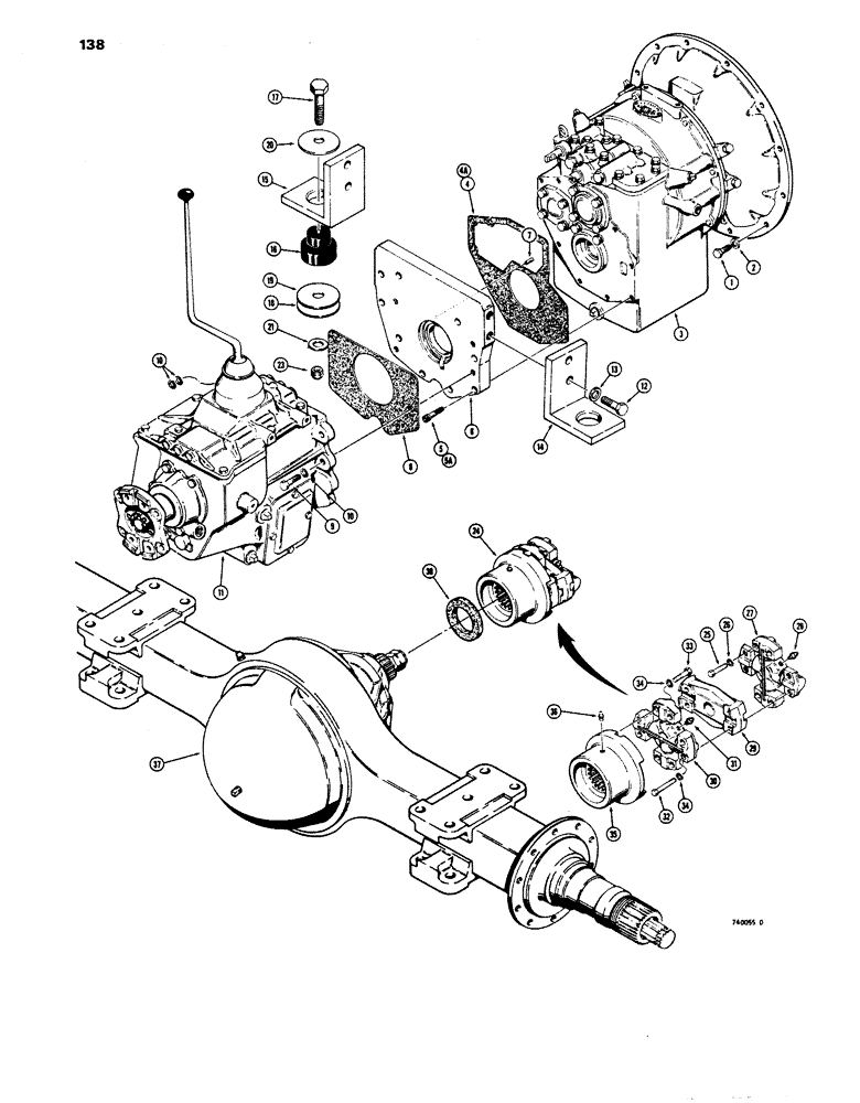 Схема запчастей Case 680E - (138) - TRANSMISSION AND RELATED PARTS (21) - TRANSMISSION