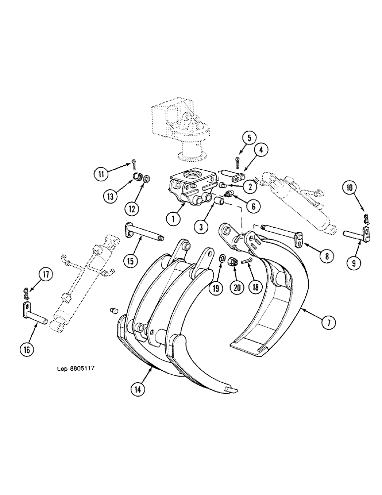 Схема запчастей Case 688C - (9G-62) - WOOD GRAB (0.10-0.90M²) (05.1) - UPPERSTRUCTURE CHASSIS/ATTACHMENTS