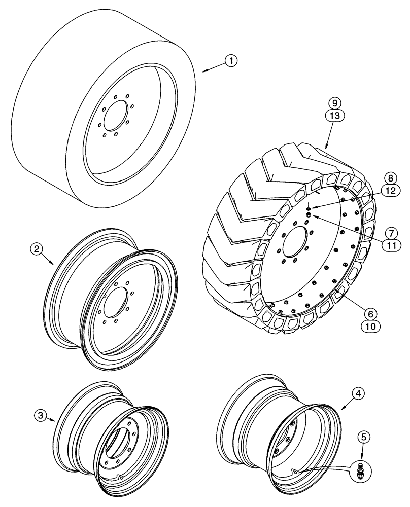 Схема запчастей Case 95XT - (06-29) - WHEELS (06) - POWER TRAIN