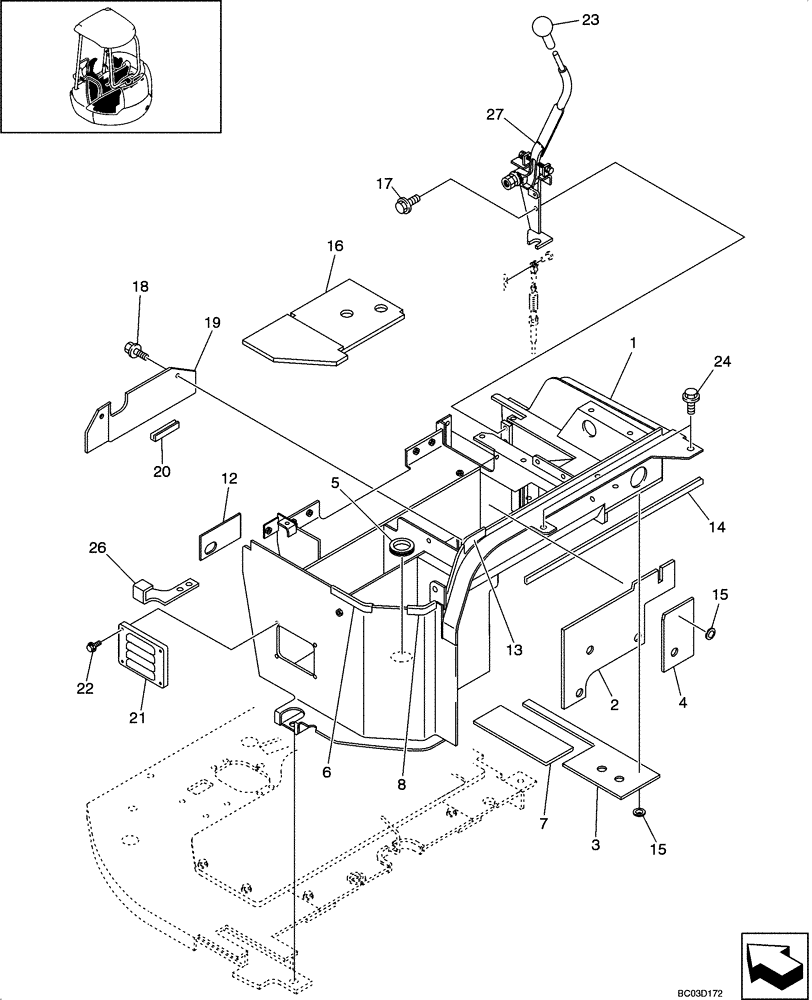 Схема запчастей Case CX36 - (09-28[00]) - STAND CONTROL - CANOPY (09) - CHASSIS/ATTACHMENTS