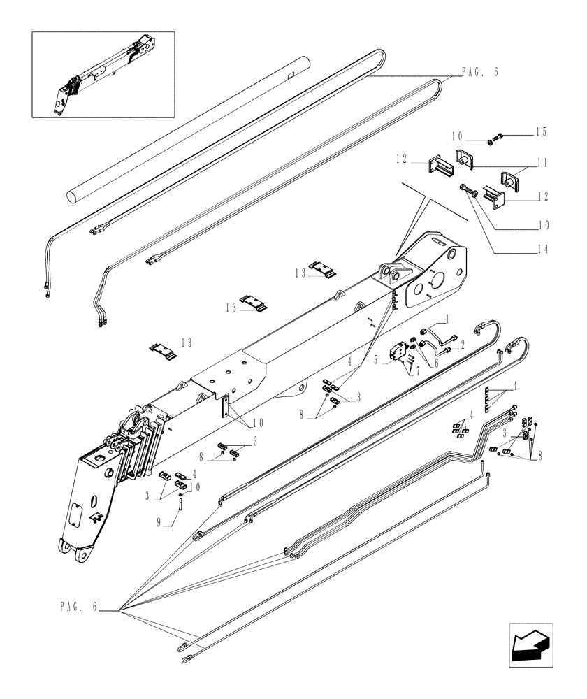 Схема запчастей Case TX1055 - (9.80092A[05]) - TELESCOPIC ARM FOR 4 FUNCTIONS (ARM 55) - OPTIONAL CODE 749027251 (83) - TELESCOPIC SINGLE ARM