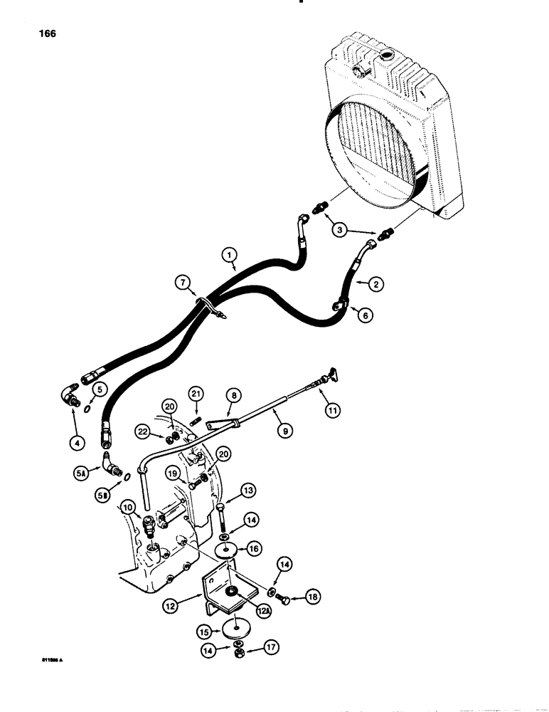 Схема запчастей Case 780B - (166) - TRANSMISSION COOLING SYSTEM, MOUNTING, AND DIPSTICK (06) - POWER TRAIN