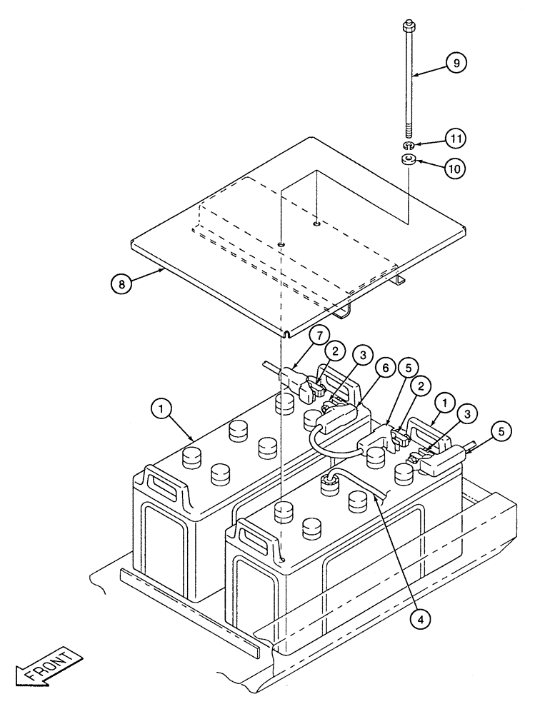 Схема запчастей Case 9020 - (4-10) - BATTERIES AND MOUNTING (04) - ELECTRICAL SYSTEMS