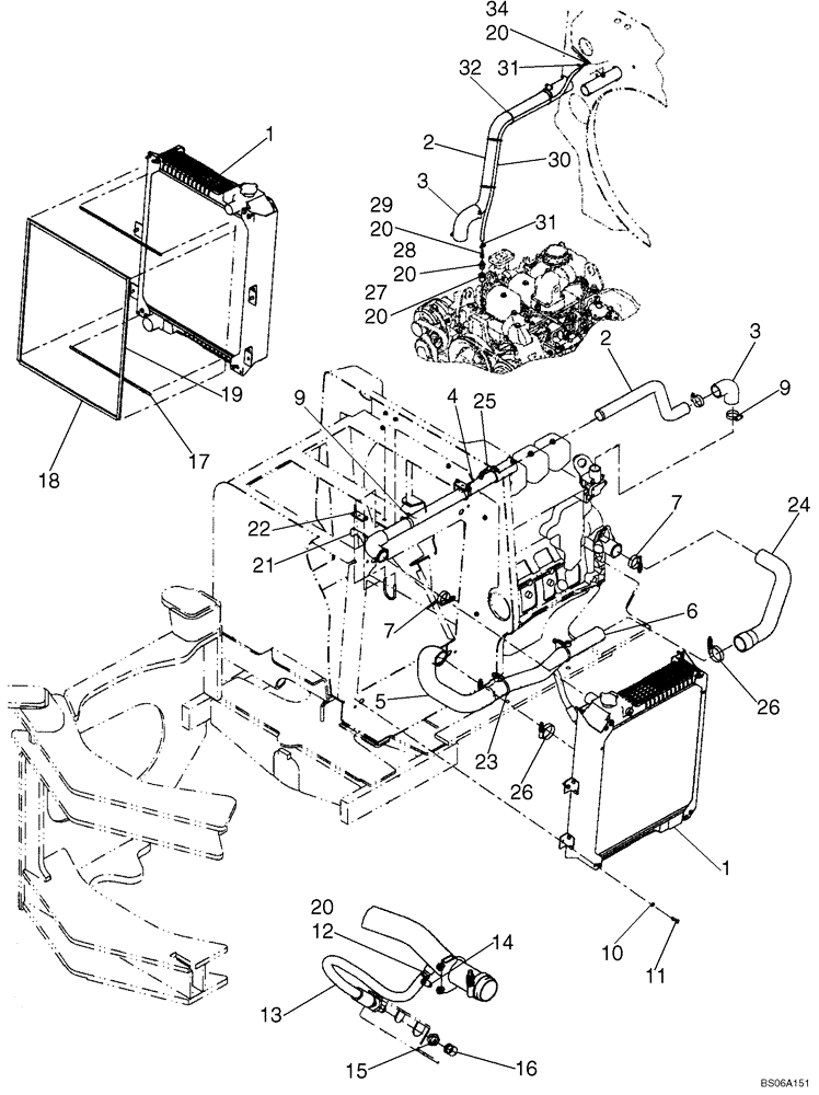 Схема запчастей Case 521D - (02-02) - RADIATOR - MOUNTING (02) - ENGINE