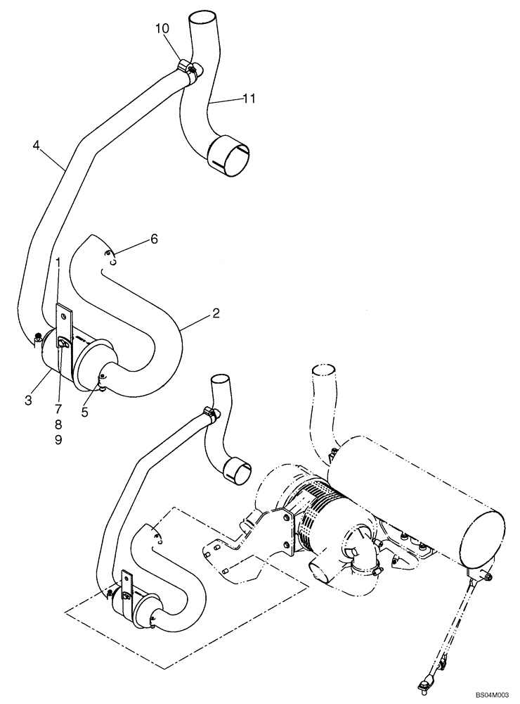 Схема запчастей Case 445 - (02-03A) - EXHAUST SYSTEM, ASPIRATOR (02) - ENGINE