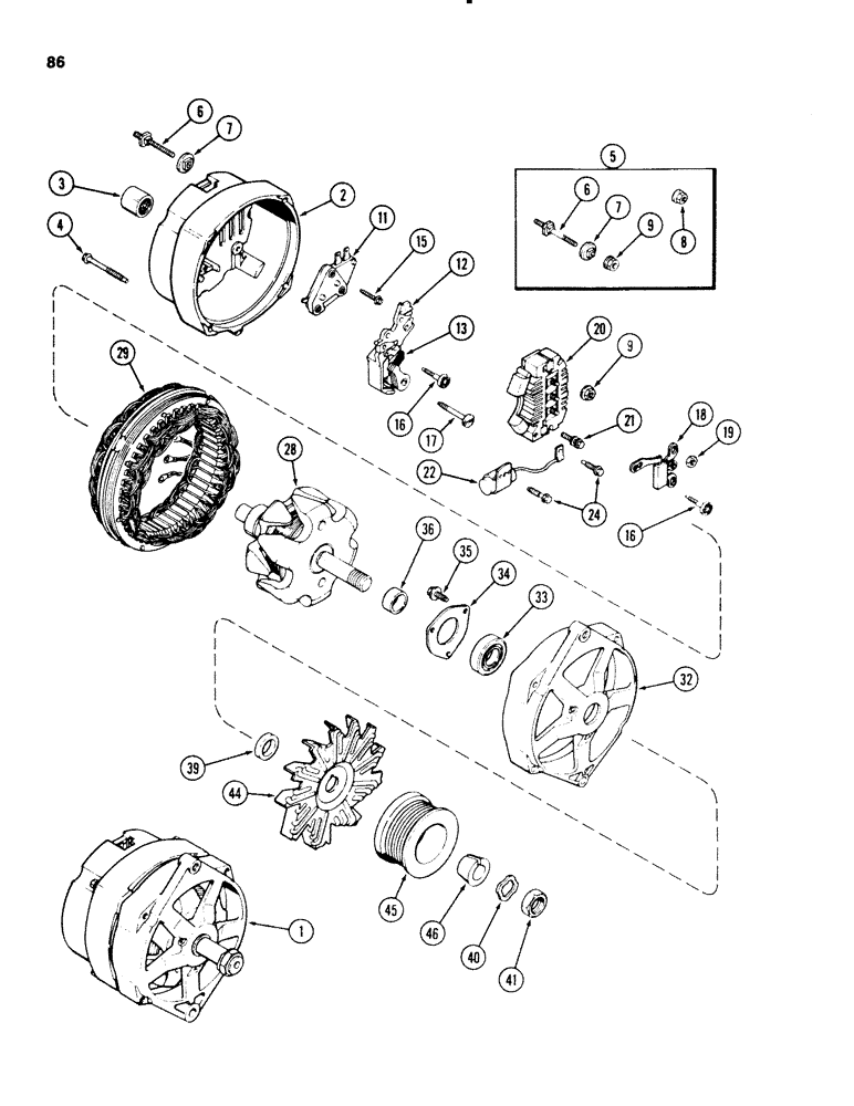 Схема запчастей Case 580SE - (086) - D121831 ALTERNATOR (04) - ELECTRICAL SYSTEMS