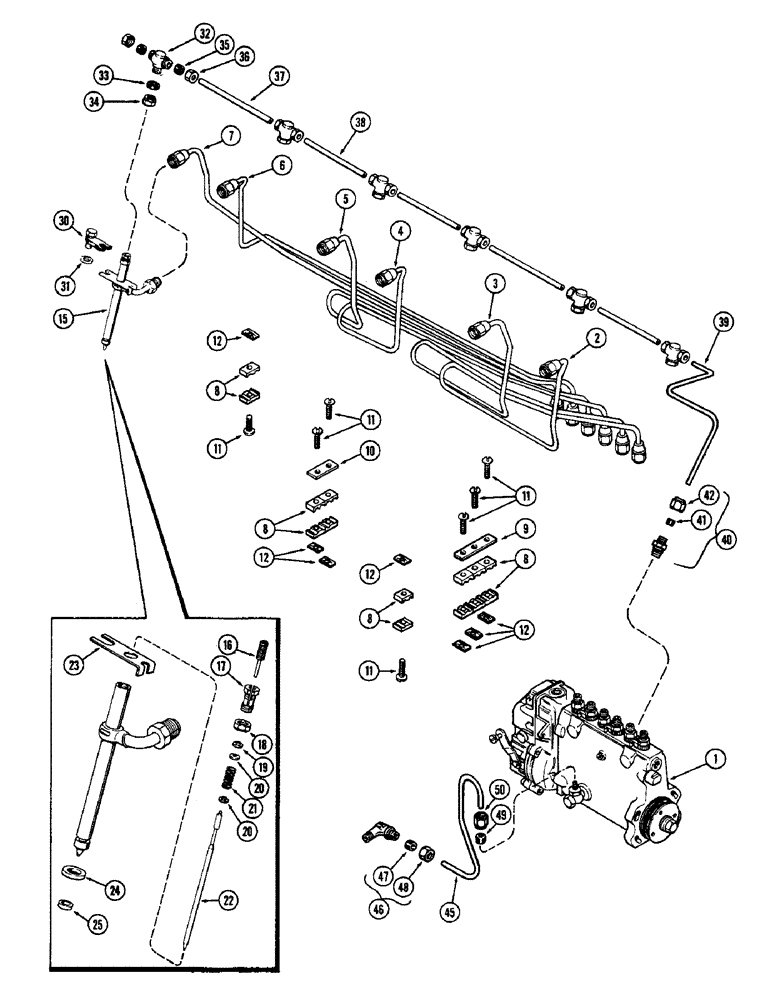 Схема запчастей Case W10E - (028) - FUEL INJECTION SYSTEM, (401B) DIESEL ENGINE (03) - FUEL SYSTEM