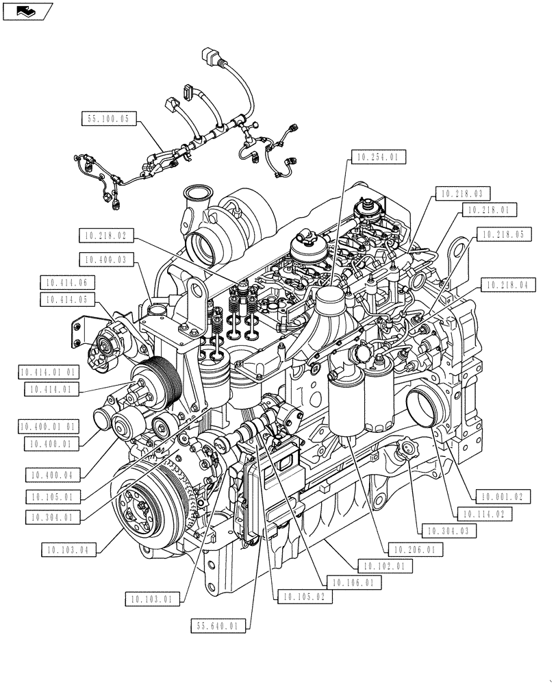 Схема запчастей Case F4DFE613B A004 - (10.000.00[02]) - PICTORIAL INDEX - ENGINE (10) - ENGINE