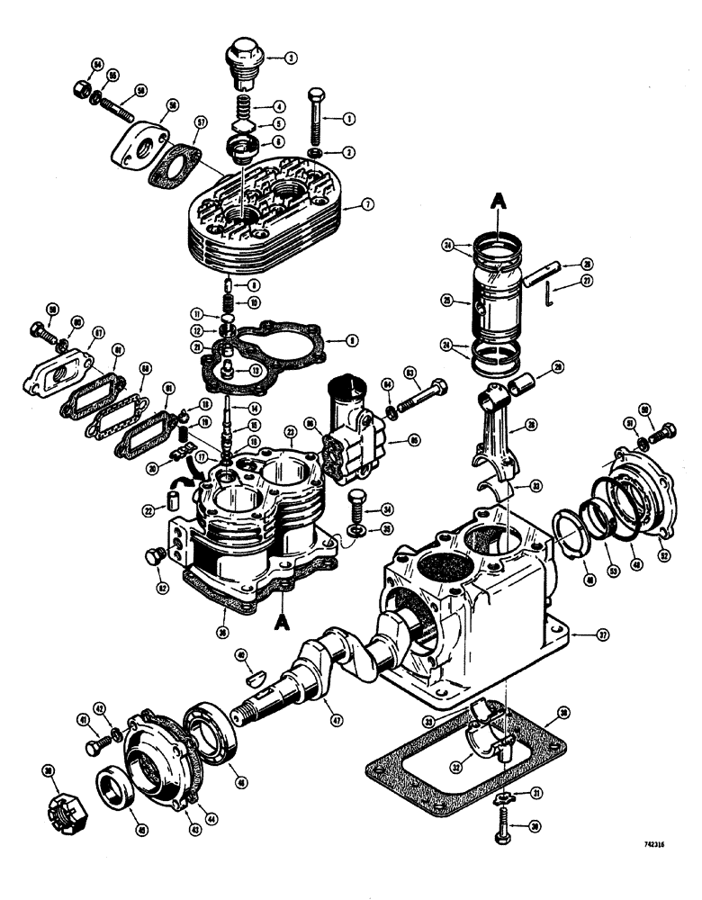 Схема запчастей Case W20 - (181A) - L57774 AIR COMPRESSOR TU-FLO-400 (07) - BRAKES