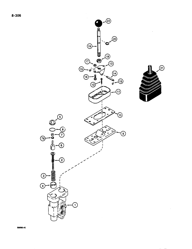 Схема запчастей Case W36 - (8-306) - AUXILIARY REMOTE CONTROL VALVE - L123917 (08) - HYDRAULICS