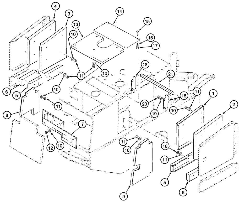 Схема запчастей Case 621C - (09-020) - INSULATION HOOD, EUROPE ONLY (09) - CHASSIS