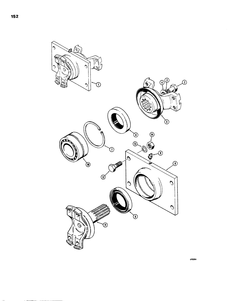 Схема запчастей Case W26B - (152) - L13899 FRONT DRIVE CENTER BEARING (06) - POWER TRAIN