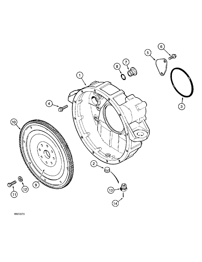 Схема запчастей Case 1150E - (2-090) - FLYWHEEL AND HOUSING, 6T-590 ENGINE (02) - ENGINE