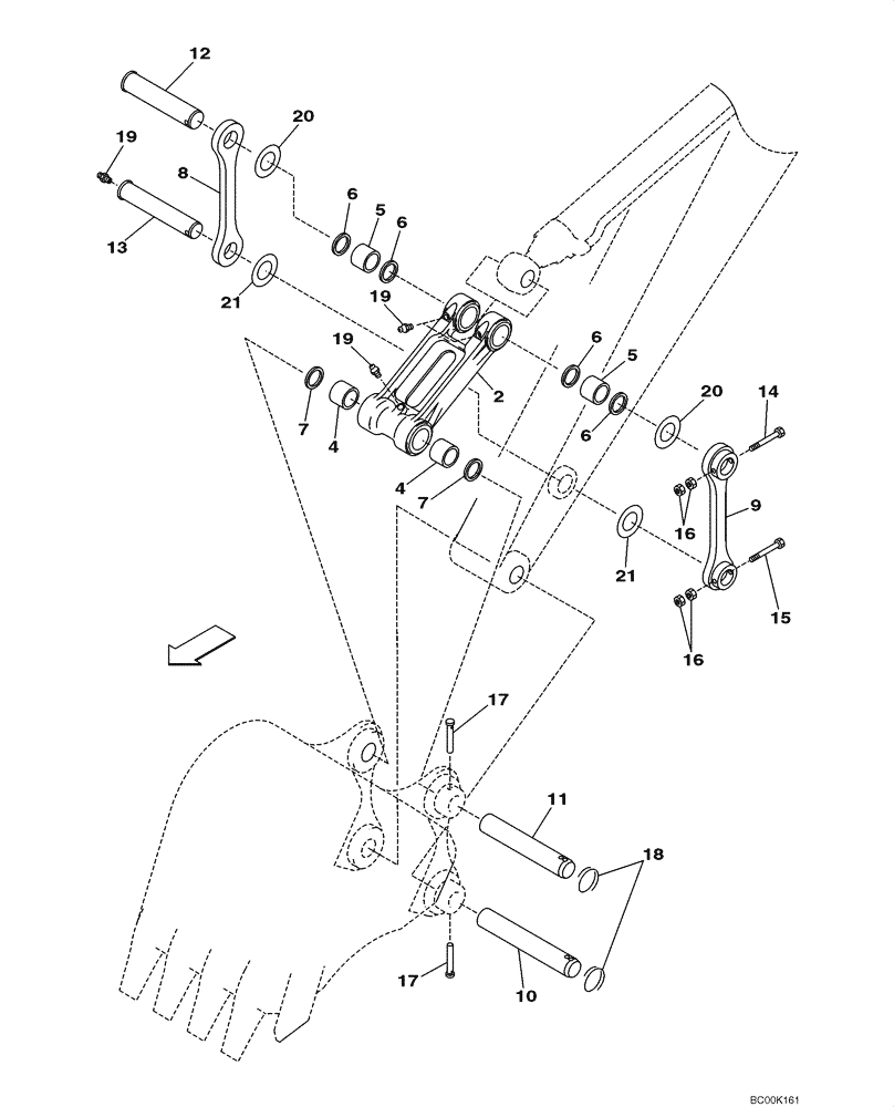 Схема запчастей Case CX135SR - (09-45) - BUCKET LINKAGE, STANDARD (09) - CHASSIS/ATTACHMENTS