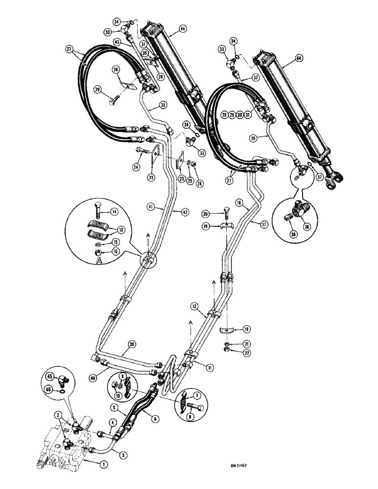 Схема запчастей Case 1000D - (256) - DOZER LIFT HYDRAULICS (07) - HYDRAULIC SYSTEM