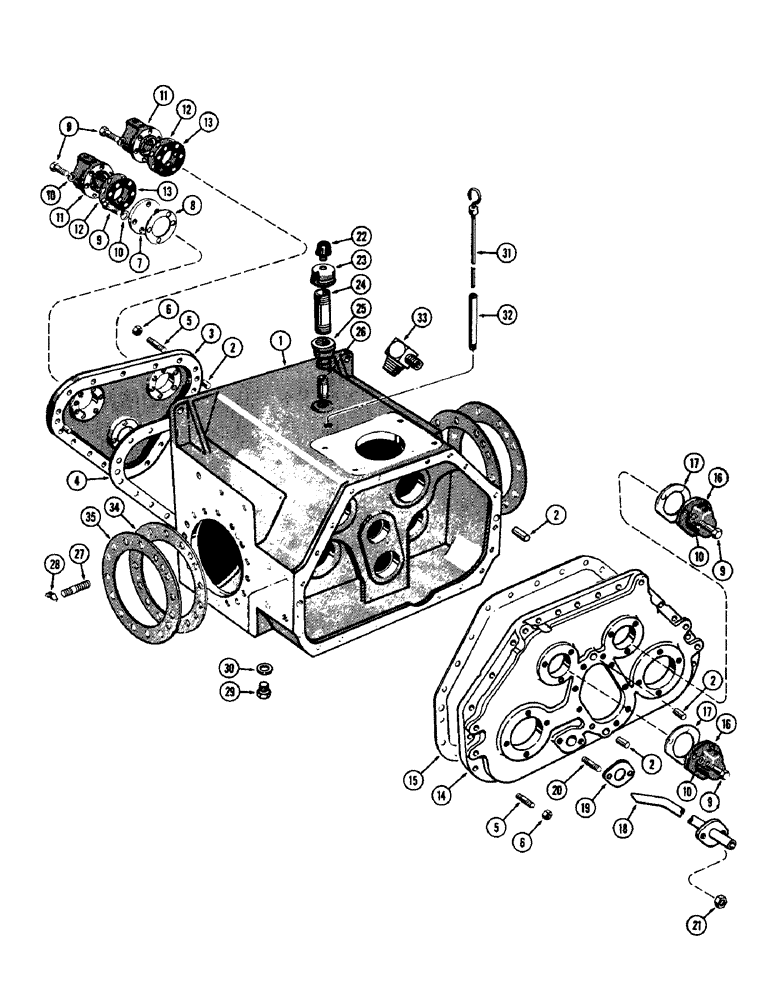 Схема запчастей Case 1150 - (064) - TRANSMISSION HOUSING AND COVERS, 1ST USED TRANS. SN. 2625401 (03) - TRANSMISSION