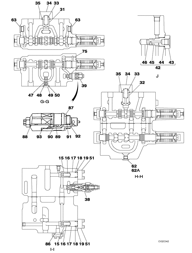 Схема запчастей Case CX460 - (08-81) - KTJ2184 VALVE ASSY, CONTROL ( - DAC0746101) (08) - HYDRAULICS