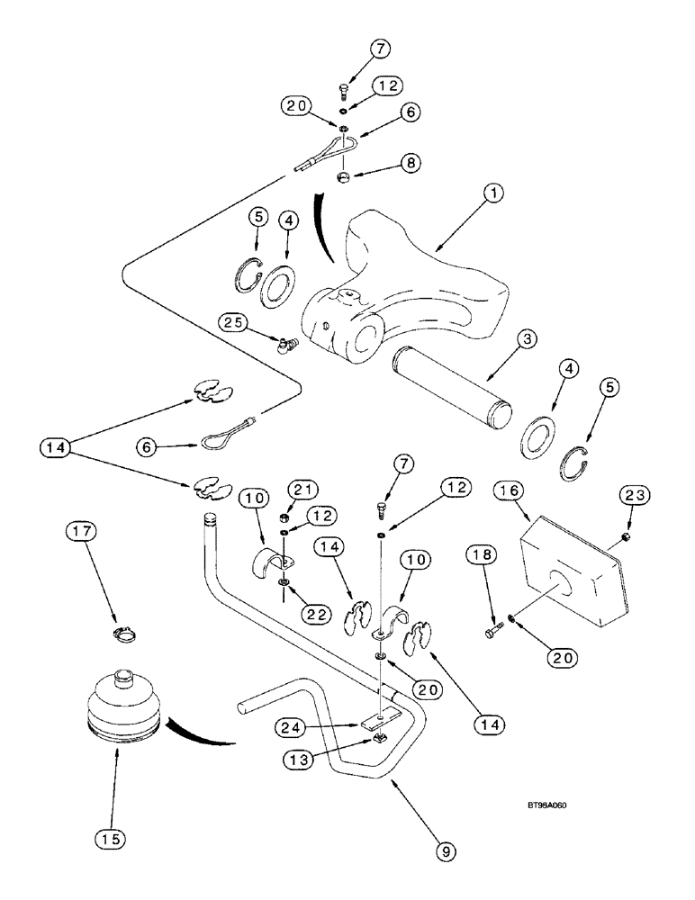 Схема запчастей Case 590SL - (9-44) - BOOM LATCH (09) - CHASSIS/ATTACHMENTS