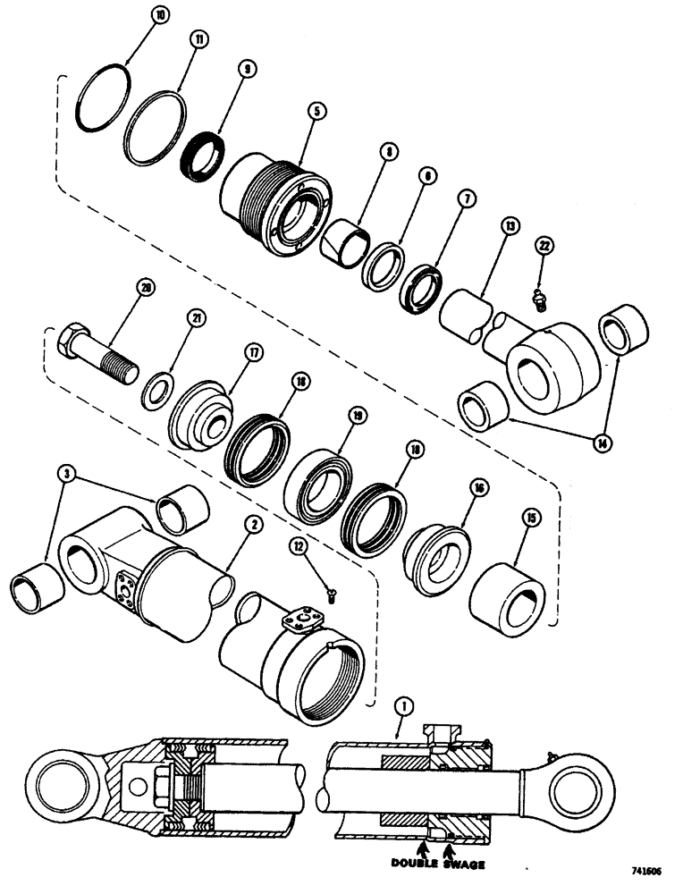 Схема запчастей Case W26B - (418) - G34742 AND G34743 LOADER TILT CYLINDERS GLAND IS STAMPED WITH CYLINDER PART NUMBER (08) - HYDRAULICS