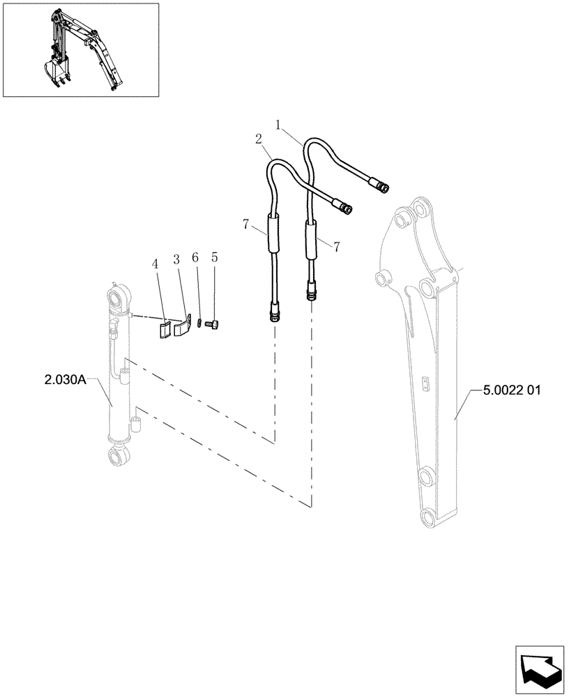 Схема запчастей Case CX31B - (5.0022[02]) - ARM LINES - STD - 747322070 (35) - HYDRAULIC SYSTEMS