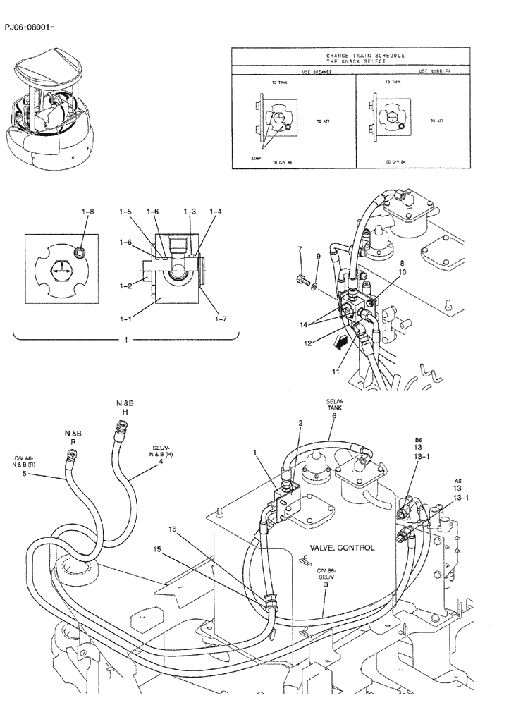 Схема запчастей Case CX50B - (01-029) - HYD LINES, UPP (NIBBLER & BREAKER) (PY03H00017F1) (05) - SUPERSTRUCTURE