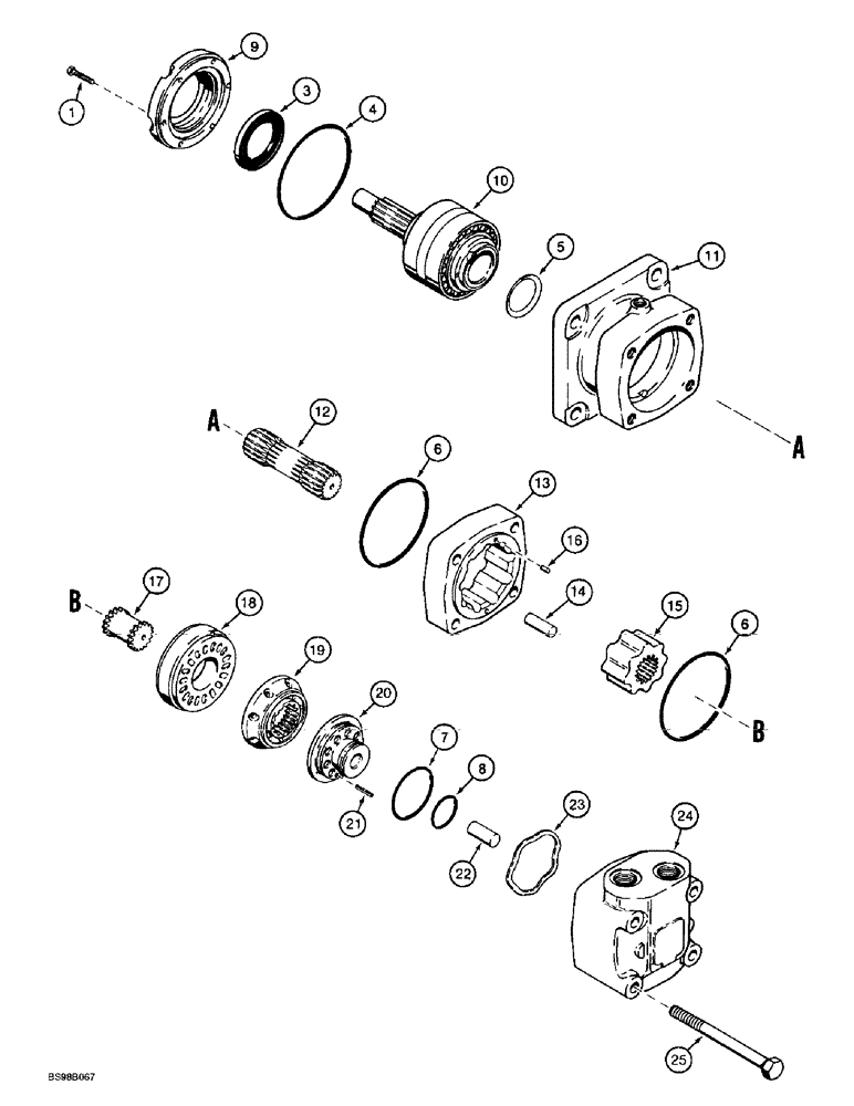 Схема запчастей Case 1838 - (6-28) - HYDRAULIC DRIVE MOTOR (06) - POWER TRAIN