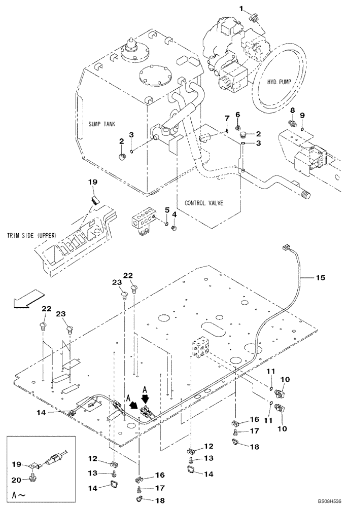 Схема запчастей Case CX470B - (08-64) - PLUG - CONTROL VALVE,HYDRAULIC PUMP & TANK (08) - HYDRAULICS