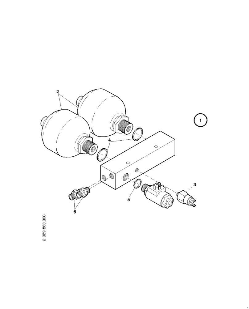 Схема запчастей Case 121E - (22.300[2989883000]) - RESERVOIR EMERGENCY-STEERING (35) - HYDRAULIC SYSTEMS