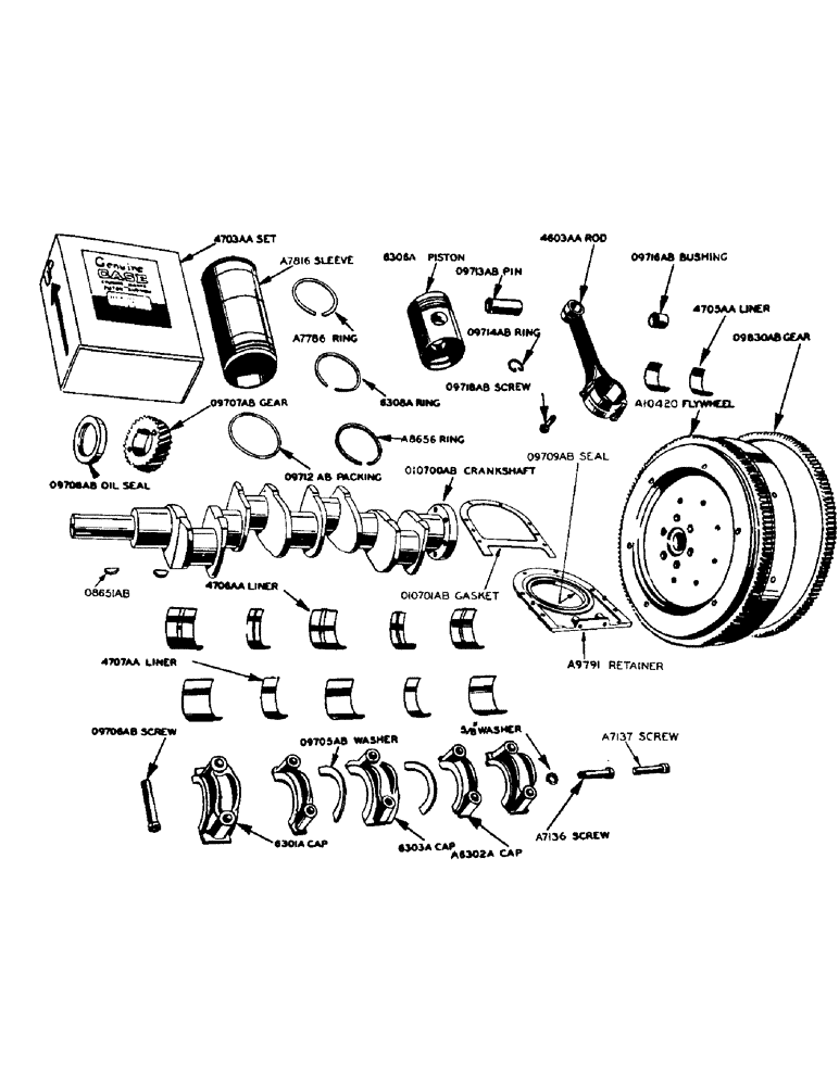 Схема запчастей Case 420 - (034) - POWRCEL DIESEL ENGINE, PISTONS, CONNECTING RODS AND CRANKSHAFT, PISTONS AND CONNECTING RODS (10) - ENGINE