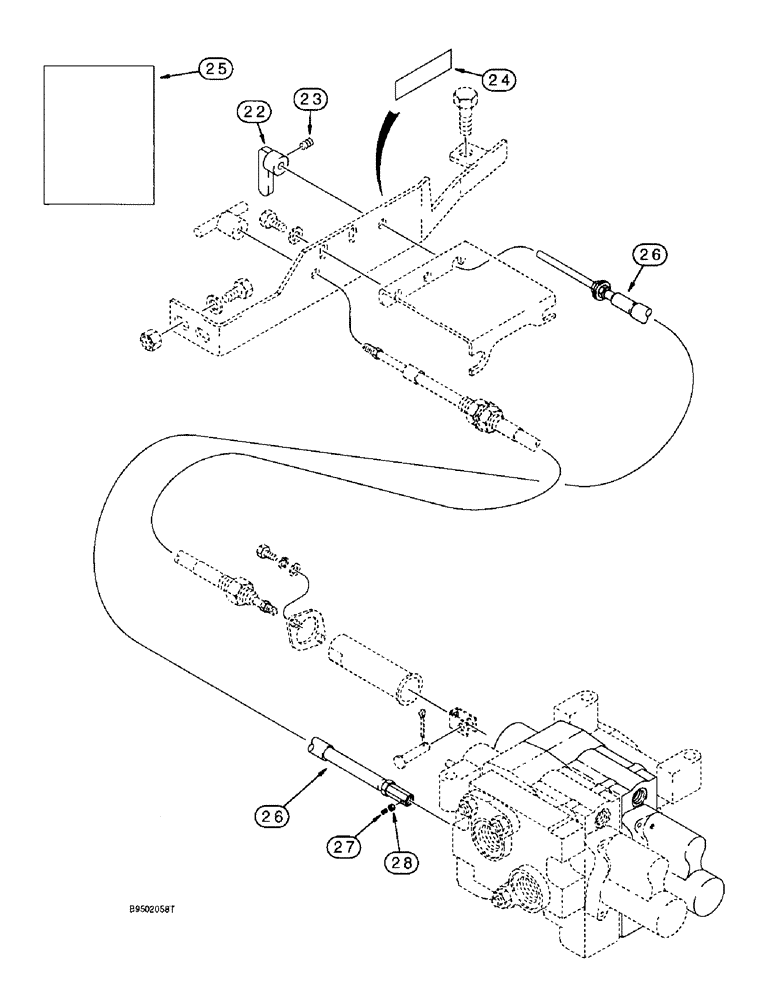 Схема запчастей Case 590SL - (8-070) - HAND HELD AUXILIARY HYDRAULICS, CONTROL CABLES TO AUXILIARY (08) - HYDRAULICS