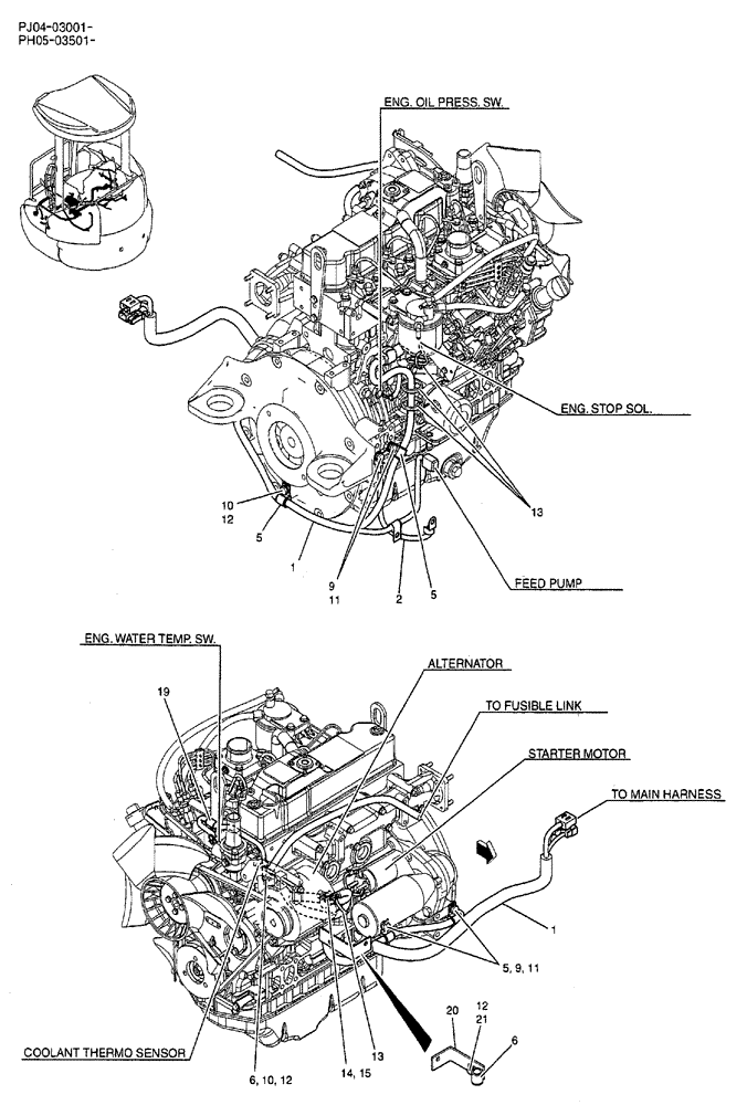 Схема запчастей Case CX50B - (02-100) - HARNESS ASSEMBLY, ENGINE (05) - SUPERSTRUCTURE