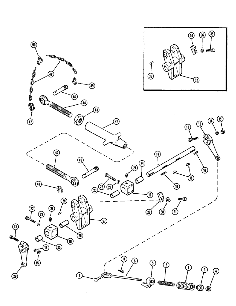 Схема запчастей Case 580 - (136) - SENSING LINKAGE, DRAFT-O-MATIC (21) - TRANSMISSION