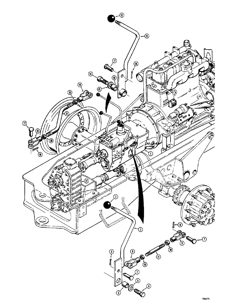 Схема запчастей Case 400C - (096) - SYNCHROMESH TRANSMISSION, TRANSMISSION SHIFT LINKAGE (06) - POWER TRAIN