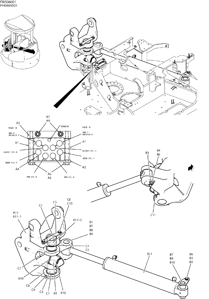 Схема запчастей Case CX50B - (01-003) - BRACKET ASSY, SWING (NIBBLER & BREAKER) (39) - FRAMES AND BALLASTING