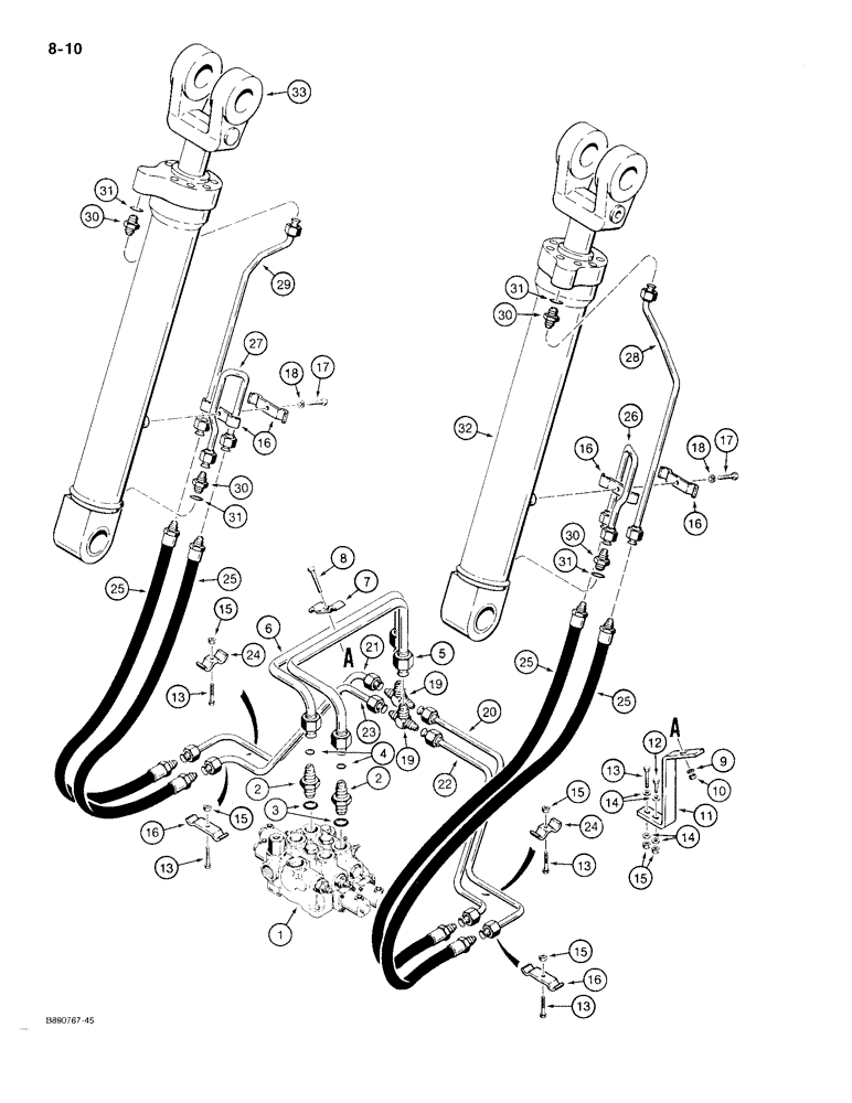 Схема запчастей Case 721 - (8-10) - HYDRAULIC CIRCUIT, LOADER LIFT (08) - HYDRAULICS