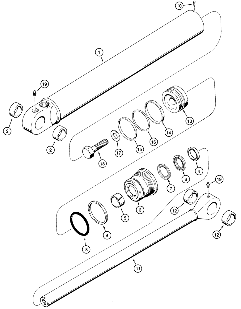 Схема запчастей Case 75XT - (08-54) - CYLINDER ASSY - BACKHOE BOOM (NORTH AMERICA) (08) - HYDRAULICS